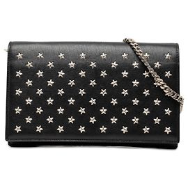 Portafoglio con catena Kate con borchie a stella in pelle di vitello nera Saint Laurent Nero