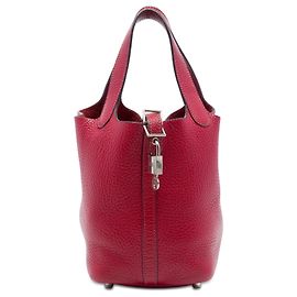 Hermès Picotin Lock 18 em couro Clemence vermelho Vermelho