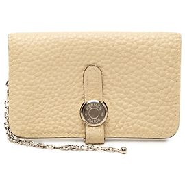 Hermès Dogon Kartenetui Beige Clemence mit Kette Beige