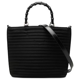 Bolsa Satchel Gucci em nylon preto com bambu Preto