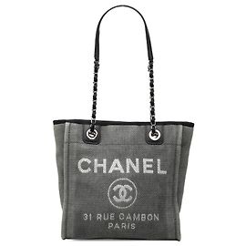Tote Deauville Chanel Gray Mini Canvas Marrone