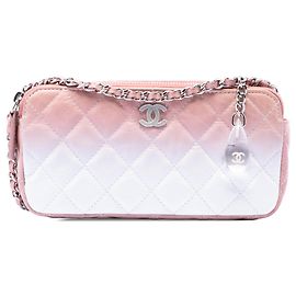 Clutch Chanel Pink Ombre em couro de vitelo com duplo zíper e corrente Rosa