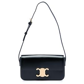 Céline Borsa a tracolla Celine Triomphe Claude in pelle di vitello lucida nera Nero