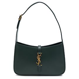 Saint Laurent Le 5 a 7 em couro de bezerro liso verde Verde Verde escuro