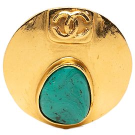 Spilla rotonda Gripoix placcata oro Gold CC Chanel D'oro