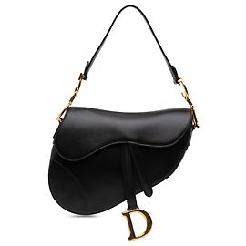 Borsa Saddle in pelle di vitello liscia nera Dior Nero