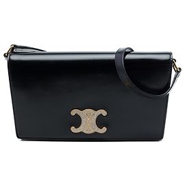 Céline Borsa a tracolla Celine Trapeze Strass Triomphe in pelle di vitello lucida nera Nero