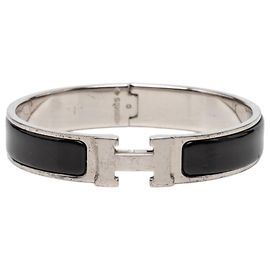 Bracciale Hermès Black Narrow Enamel Clic H PM Nero