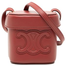 Céline Celine Bolsa Cuir Triomphe Box em couro de bezerro vermelho Small Vermelho Outro
