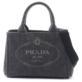Bolsa Prada Gray Small Canvas Canapa Logo Marrom