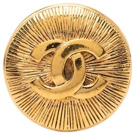 Chanel Gold CC vergoldete Sunburst runde Brosche Golden