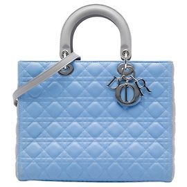 Lady Dior in agnello bicolore blu grande Blu Altro