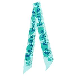 Hermès Seidentuch Twilly Blue Rayons X Carriage Blau Türkis