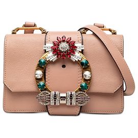 Miu Miu Bolsa de couro de cabra rosa Madras suave em bezerro com embellishments de cristal Rosa