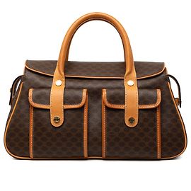 Céline Sac à main Celine en toile enduite Macadam marron Marron
