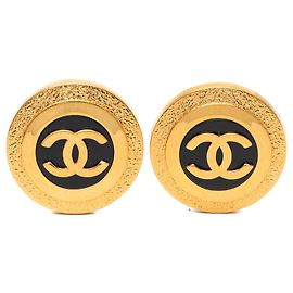 Orecchini a clip Chanel Gold CC placcati oro e resina tonda Altro