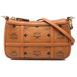Bolsa Delmy Chain em lona revestida Visetos Mini Marrom MCM Marrom