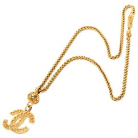 Collier pendentif boule filigrane CC plaqué or Chanel Gold Doré