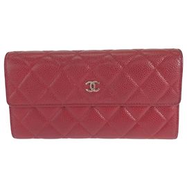 Portafoglio lungo matelassé rosso Chanel Rosso