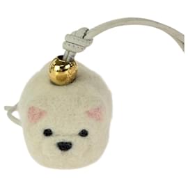 Loewe Off-White Leather Keyring Eggshell