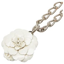 Collana Chanel Coco Mark Motif Camelia Argento Bianco
