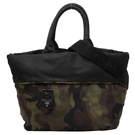Borsa Prada Triangle Logo Plate Camouflage Nero Cachi