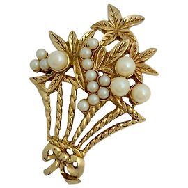 Christian Dior Vergoldete Schleifenbrosche Golden
