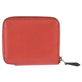 Hermès HERMES Azap Compact Silk Coin Purse Rose Orange