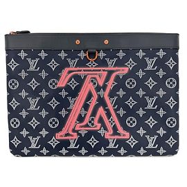Louis Vuitton Men's Monogram Ink Upside Down Pochette Apollo Clutch Bag Navy blue