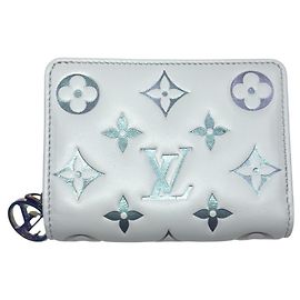 Cartera bi-fold para mujer Louis Vuitton en azul grisáceo Castaño Azul