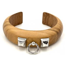 Hermès Pulseira rígida de madeira Hermes Collier de Chien Marrom