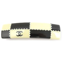 Barrette Chanel - Design Coco Mark Noir Doré Écru