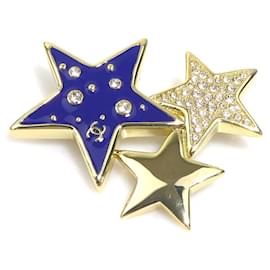 Spilla Chanel Coco Mark Star Argento Blu D'oro Blu navy