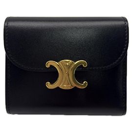 Céline Portefeuille CELINE Triomphe Small Flap Noir