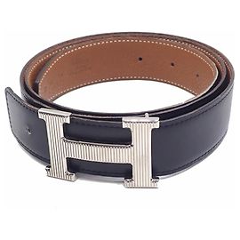 Hermès Cinto Reversível Hermes H Storie Marrom Preto