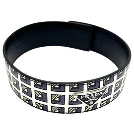 Collier choker en cuir Prada Noir Blanc