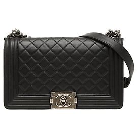 Borsa a Spalla Chanel Boy Matelassé Coco Mark Chain Nero