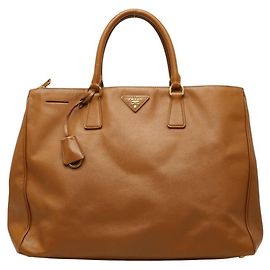 Bolsa Tote com Logotipo de Placa Triangle Prada Marrom