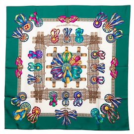 Hermès Hermes Carre 90 LES RUBANS DU CHEVAL Sciarpa Blu Multicolore
