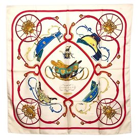 Hermès Lenço Hermes Carre 90 Springs Branco Multicor