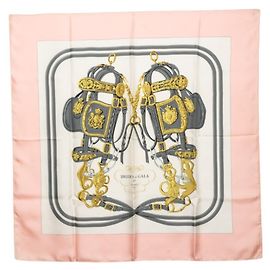 Lenço Carré 90 BRIDES de GALA Hermès Rosa Multicor