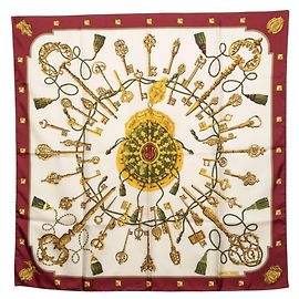 Hermès Hermes Carre 90 Les Cles Key Scarf Rosso Crudo