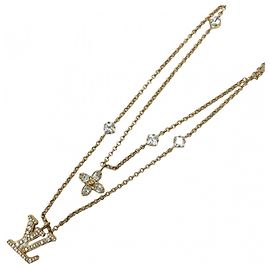 Colar Louis Vuitton em ouro com strass Dourado