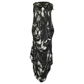 Vestido maxi drapejado estampado Vivienne Westwood em seda preta Preto