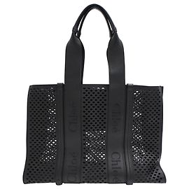 Sac cabas Woody Large en cuir noir Chloé Noir