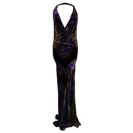 Vestido longo de veludo estampado com decote em V Etro em viscose multicolorida Outro