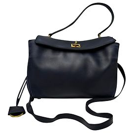 Borsa a tracolla Balenciaga Rodeo Small in pelle blu navy D'oro Metallico