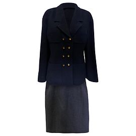 Giacca da sera e gonna Chanel in lana blu navy Blu Blu navy