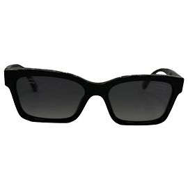 Chanel CC Logo-Print Square-Framed Sunglasses in Black Acetate Black