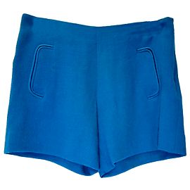 Chloé High-Rise Mini Shorts in Blue Wool Blue